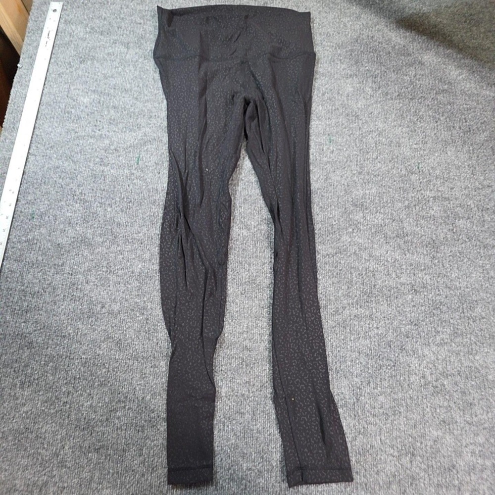 Lululemon Leggings Womens 6 Black Leopard High Rise Ankle Yoga Running Gym
